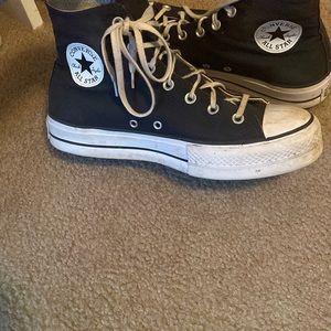 Black and white platform high top converses! Women’s size 10